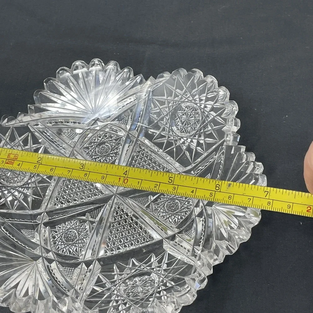 Antique American Brilliant Cut Glass Shallow Bowl Plate‎ 7